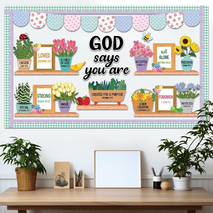Christian Bulletin Board Set God Says You are Religious Classroom Decoration