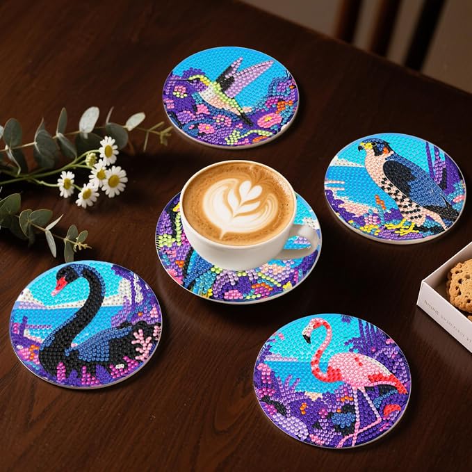 DOZEEZOP 8-Pack Diamond Art Coaster Kit