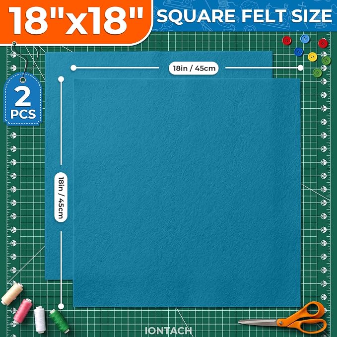 IONTACH 18" X 18" Soft Felt Sheets 1.6mm Thick | Acrylic Felt Fabric Sheets