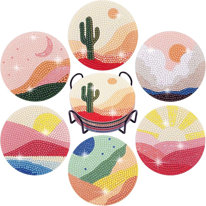 Temlum 6 Pcs Diamond Painting Coasters