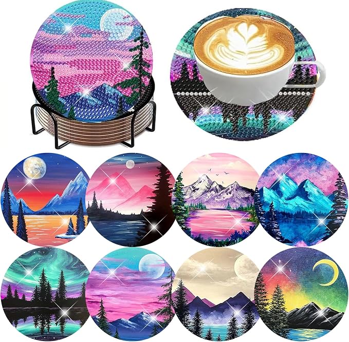 ijbnhd Sunsets Diamond Painting Coasters Kits, 4X4inch | Diamond Art Coasters