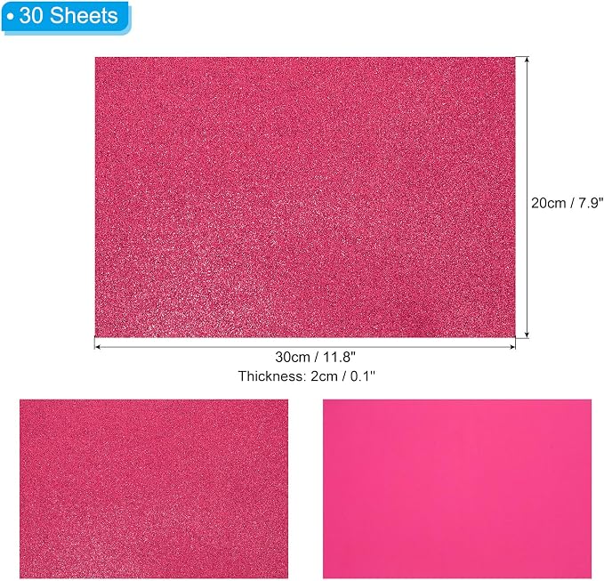 PATIKIL 30Sheets Wine Red EVA Glitter Foam Sheet 11.8 x 7.9 Inch 2mm Thick