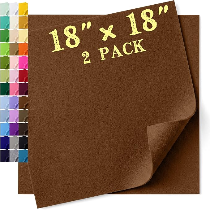 Felt Fabric Sheet 18 x 18 Inch, 1.6mm Thick | Soft and Flexible Nonwoven