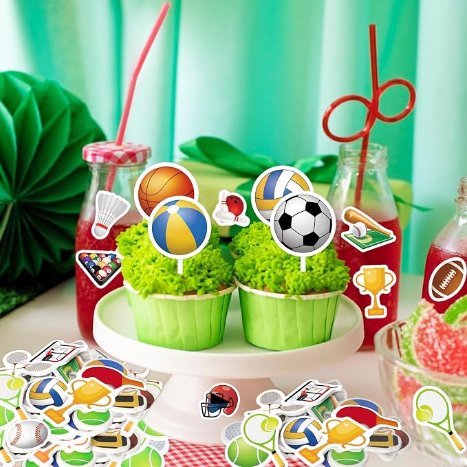 300Pcs Sports Foam Stickers, Self-Adhesive Sport Balls Stickers Basketball