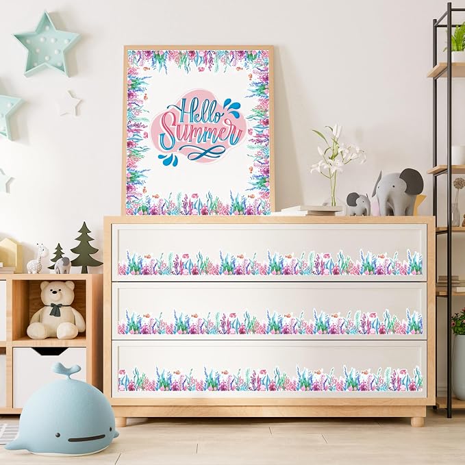 FUSUIMU 65.6 Ft Ocean Bulletin Board Border Coral Reef Grass Seaweed Die-Cut