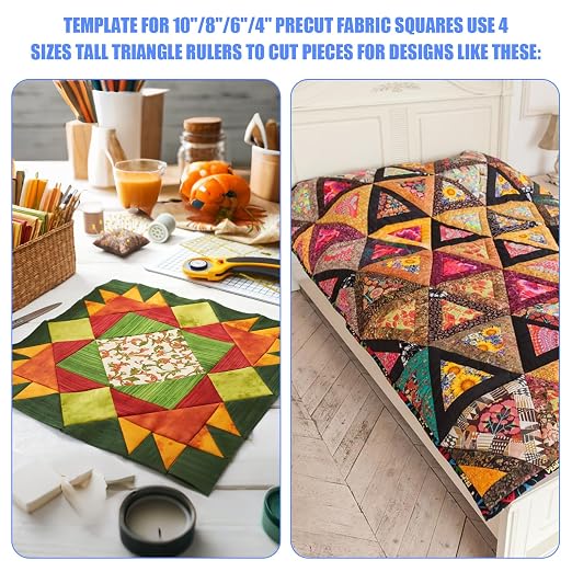 8 Pcs Tall Triangle Ruler for Quilting 4 6 8 10 Inch Acrylic Template Rulers