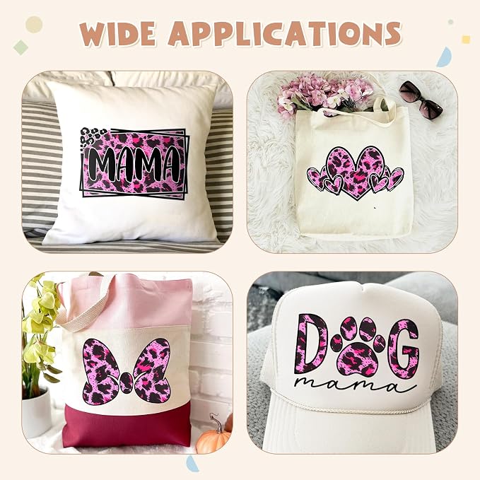 Tintnut Pink Leopard Heat Transfer Vinyl, easy cut & weed, stretch washable