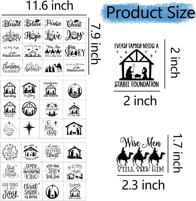 40 Pieces Christmas Nativity Stickers