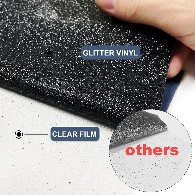 Black Glitter Heat Transfer Vinyl 12" x 8 ft HTV