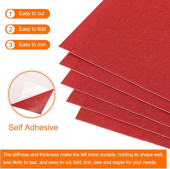 MECCANIXITY Adhesive Felt Sheets, Felt Fabric Crafts Back Adhesive Felt Sheets