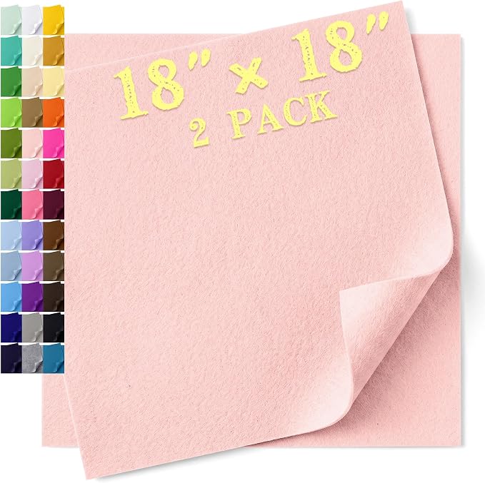 Felt Fabric Sheet 18 x 18 Inch, 1.6mm Thick | Soft and Flexible Nonwoven