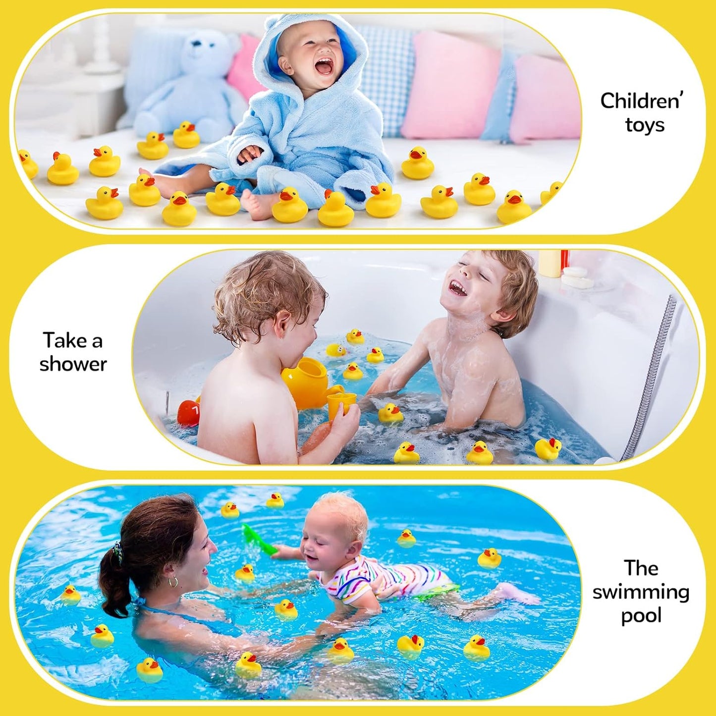 Vinsot 2 Inch Yellow Rubber Duck Bath Toys Large Rubber Ducks Bath Ducks Squeak Bathtub Toys for Birthday Pool Decoration Game Supplies(48 Pcs)