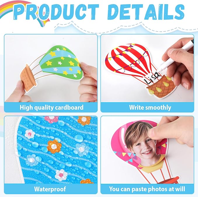 80Pcs Colorful Hot Air Balloons Cutouts Back to School Bulletin Board Hot Air