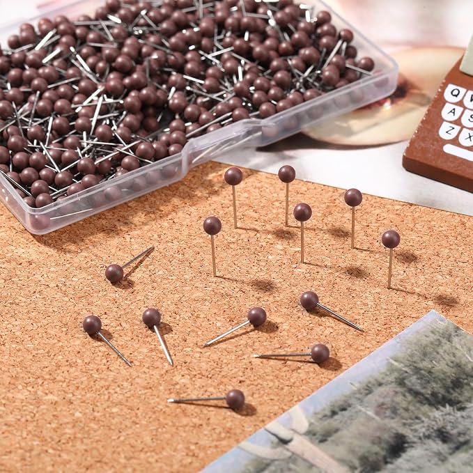 WILLBOND 500 Pack Map Push Pins Map Tacks Small Round Head Push Pins Thumb Tacks