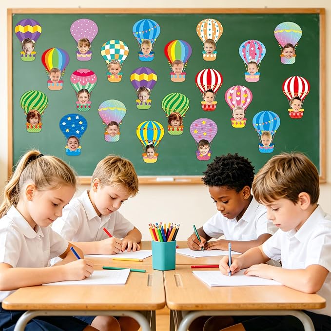 AUGSUN 60 Pcs Hot Air Balloon Bulletin Board Decorations Back to School