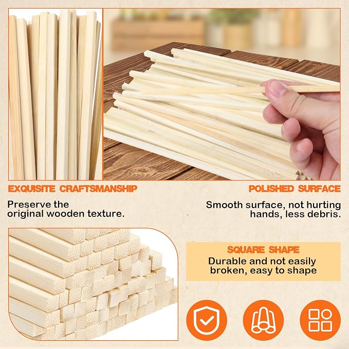Natural Wood Craft Wood Square Dowel Rods Balsa Wood Sheets Smooth Popsicle Art