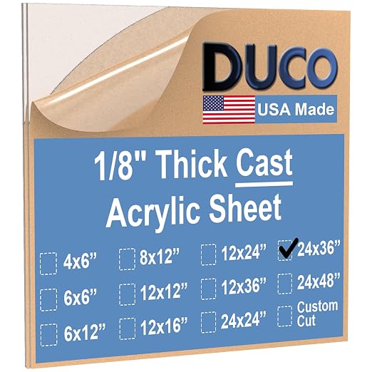 Duco Clear Cast Acrylic Sheets 1/8" Thick 24" x 36"