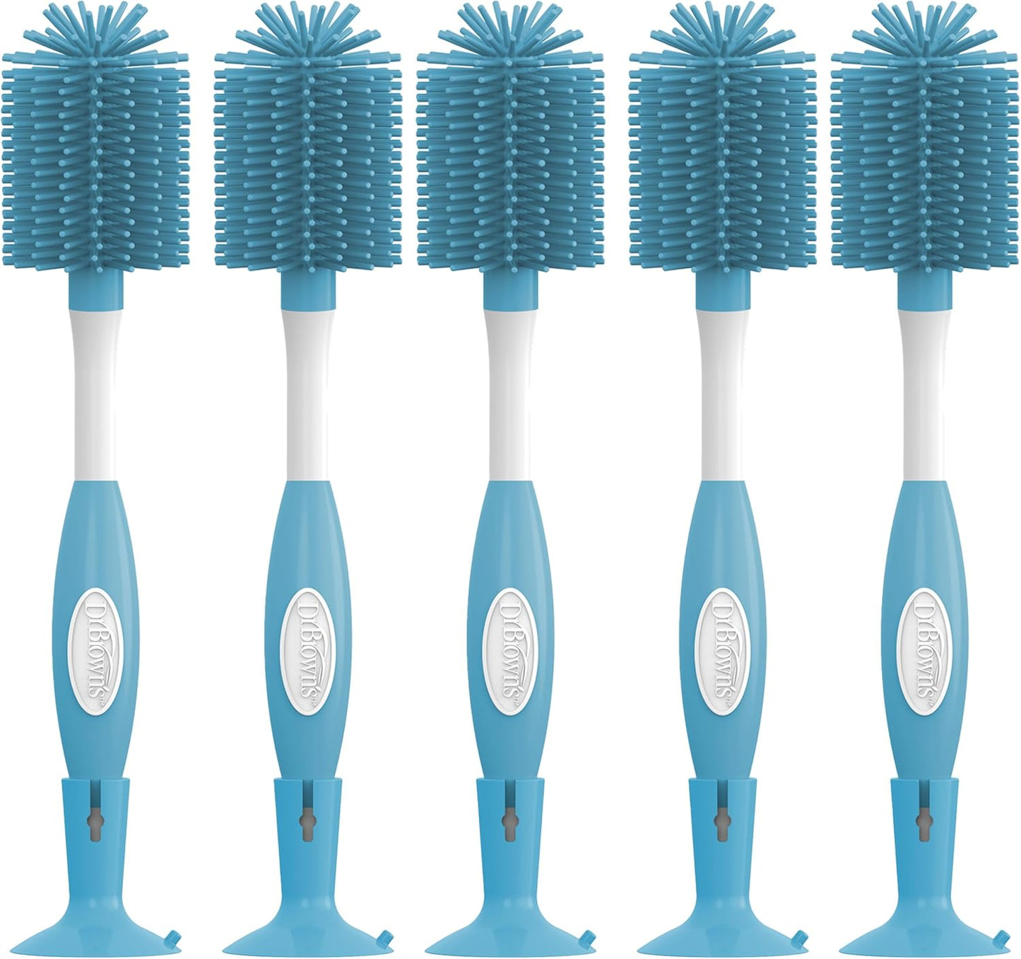 Dr. Brown's Soft Touch No Scratch Baby Bottle Cleaning Brush Nipple Cleaner with Stand and Storage Clip, BPA Free, Blue 1-Pack (Pack of 5)