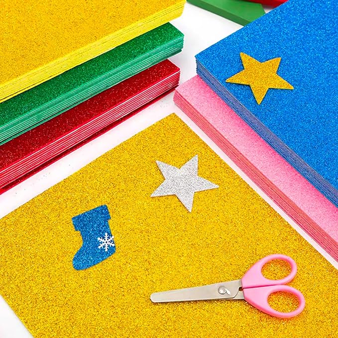 10 Sheets Glitter Paper Sheet for Crafts, A4 Cardstock Self-adhesive Paper for
