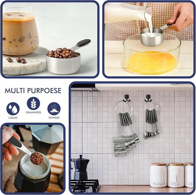 HOTEC 10-PACK Measuring Cups and Spoons Set, Kitchen Gadagets Cooking Baking