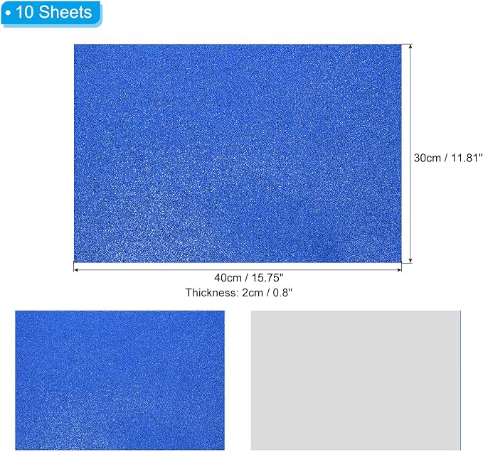 PATIKIL Dark Blue Shiny EVA Glitter Foam Sheet 16x12 Inch 2mm Thick