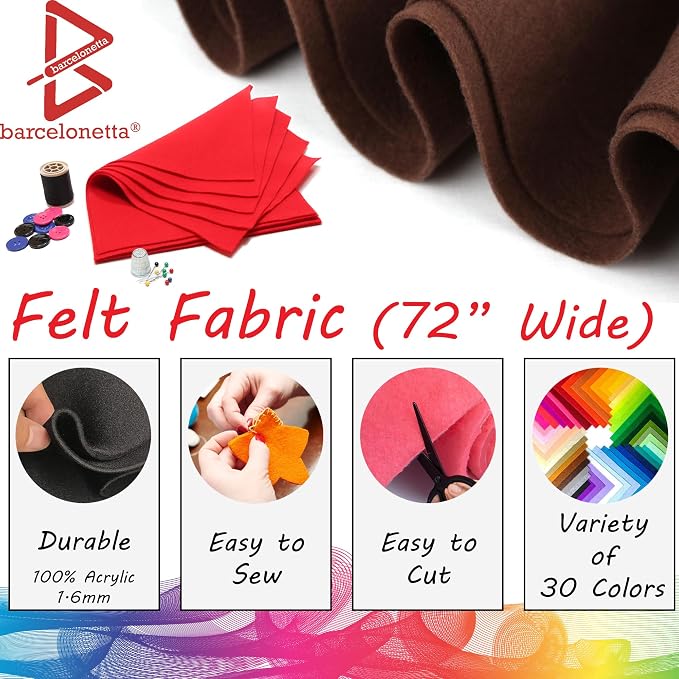 Barcelonetta | Felt Fabric | 72" Wide | 1.6mm Thick | Acrylic & Soft | Felt by