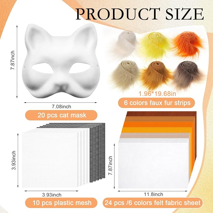 Seenelling DIY Therian Mask Kit Blank Cat Mask