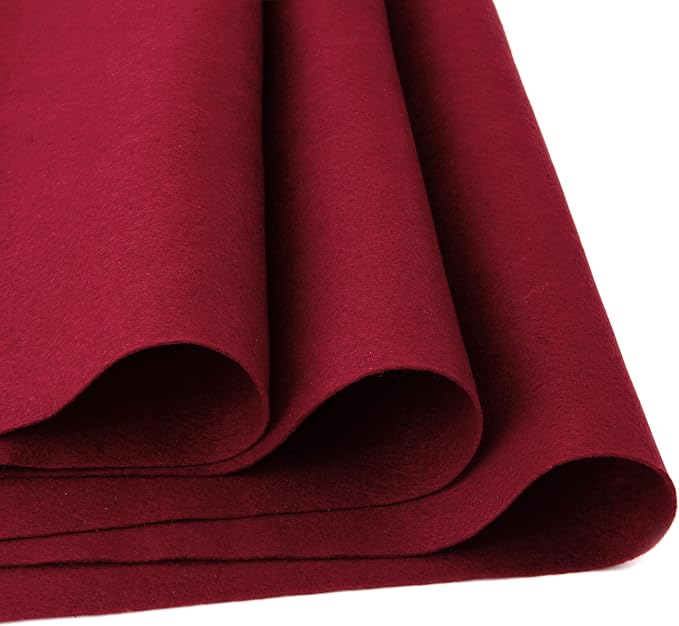 HaoFeijh Red Felt Fabric 36" x 36", 1.4mm Thick Soft Felt Fabric Sheet