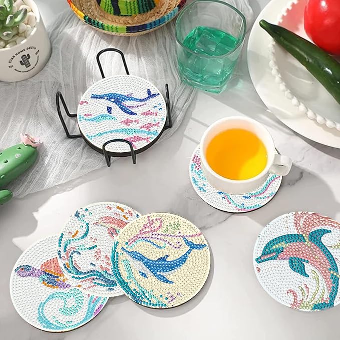 EWJRNSF 10 PCS Diamond Art Coasters Kit, Small Diamond Painting Coasters