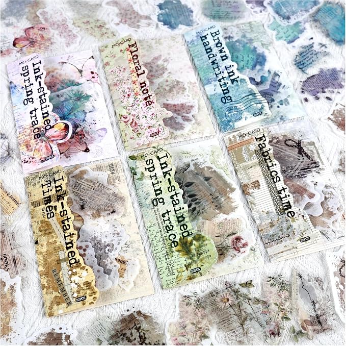 Vintage Aesthetic Stickers for Junk Journaling Supplies, Dual Materials