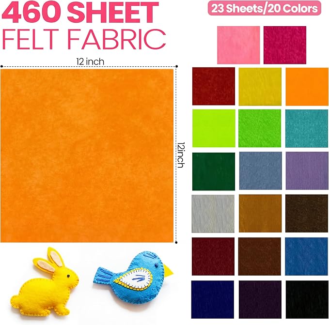 Moukeren 460 Pcs 12 x 12 Inch Felt Sheets Bulk