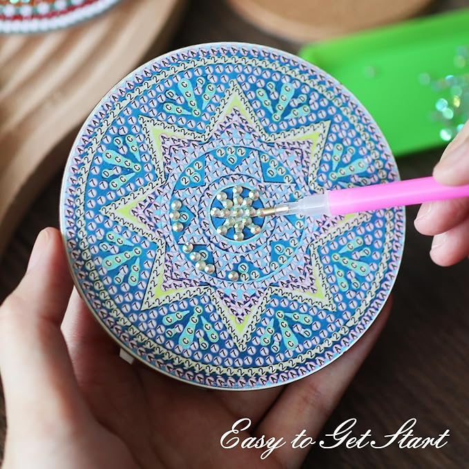 Temlum 6 Pcs Diamond Painting Coasters