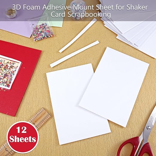 Outus 12 Sheets Self Adhesive Foam Sheets Craft 6 x 4 Inch White Double Sided