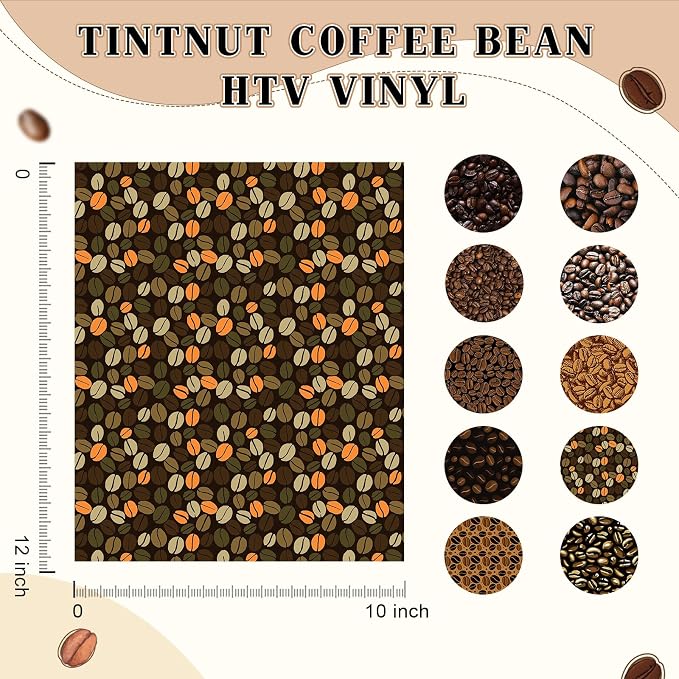 Tintnut Coffee Bean Heat Transfer Vinyl, stretch washable, works