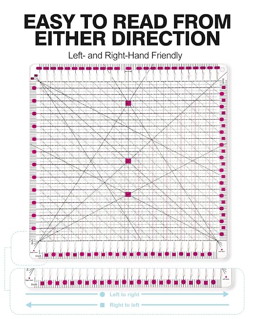 Quilting Rulers 12.5" x 12.5", Slotted Quilting Ruler