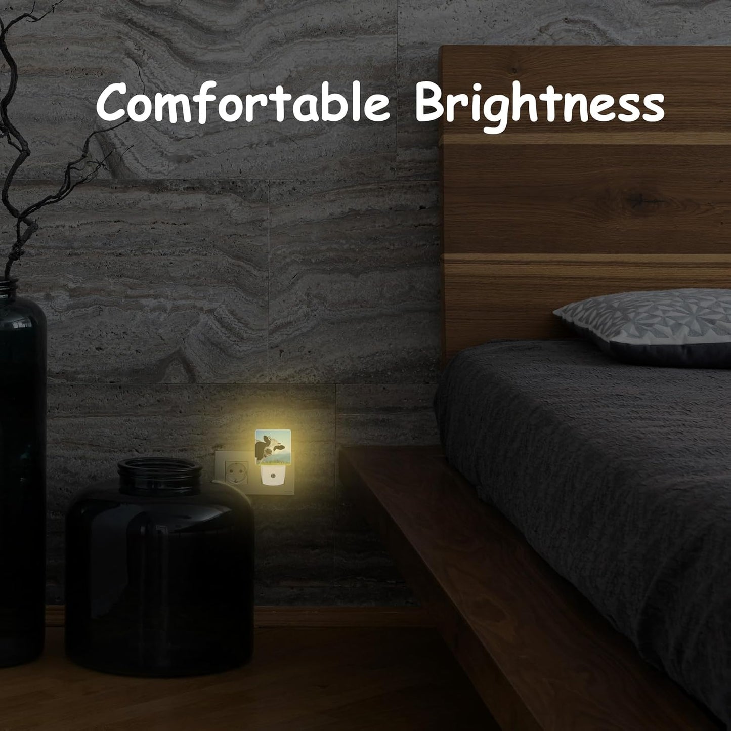 Plug Night Light,Funny Cow on Grass Night Light Lamp Auto Sensor Energy Efficient Dusk to Dawn Lights for Girls Boys Women Room Decor,Hallway,Kitchen,Bathroom,Nursery,Stairs