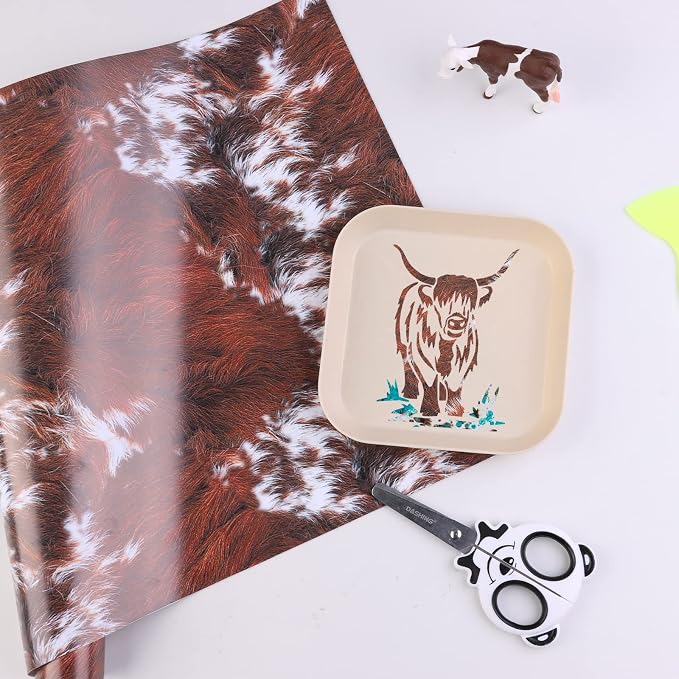 Tintnut Cow Print Permanent Vinyl Roll 12in x 5ft Red Brown Adhesive Vinyl |