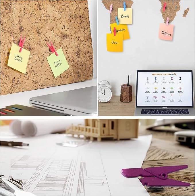 50Pcs Push Pins with Multicolor Clip