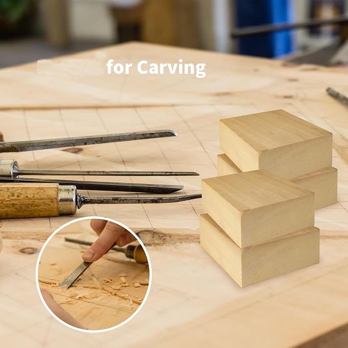 4 Pack Unfinished Basswood Blocks