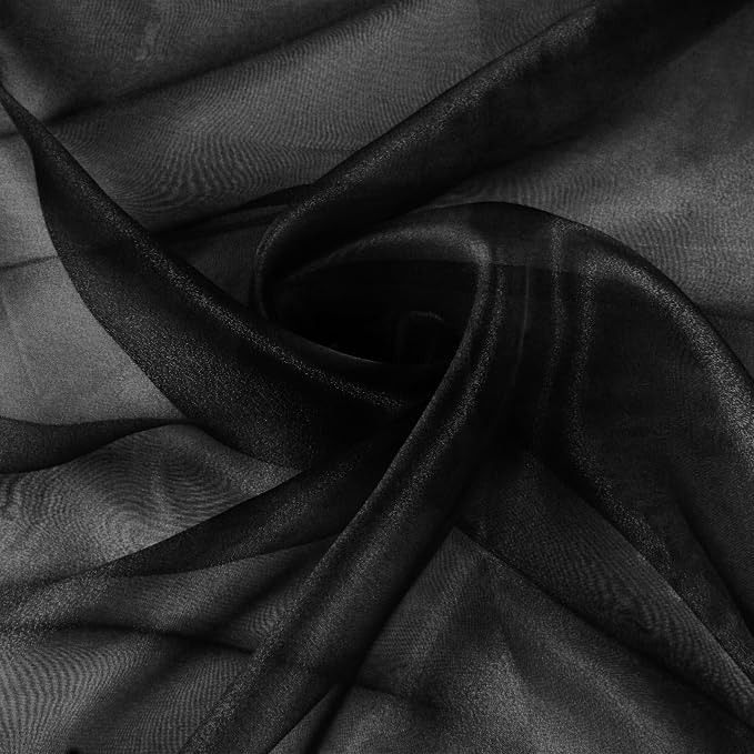VACVELT Black Sheer Organza Fabric by The Yard 60" Wide | Semi-Transparent