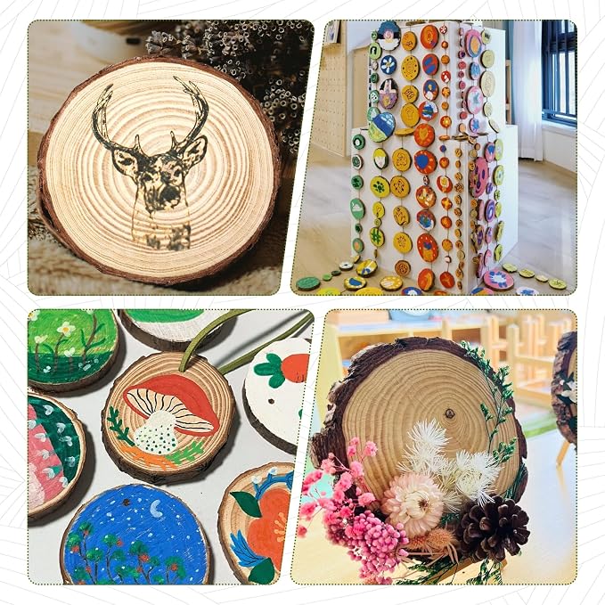 FSWCCK 30 Pack Nature Unfinished Wood Slices, 3.5-4 Inches Round Wooden Circle
