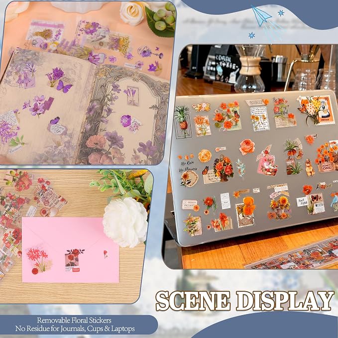 555Pcs Flower Stickers Journal Vintage Scrapbook Floral Plant Sticker | Flower