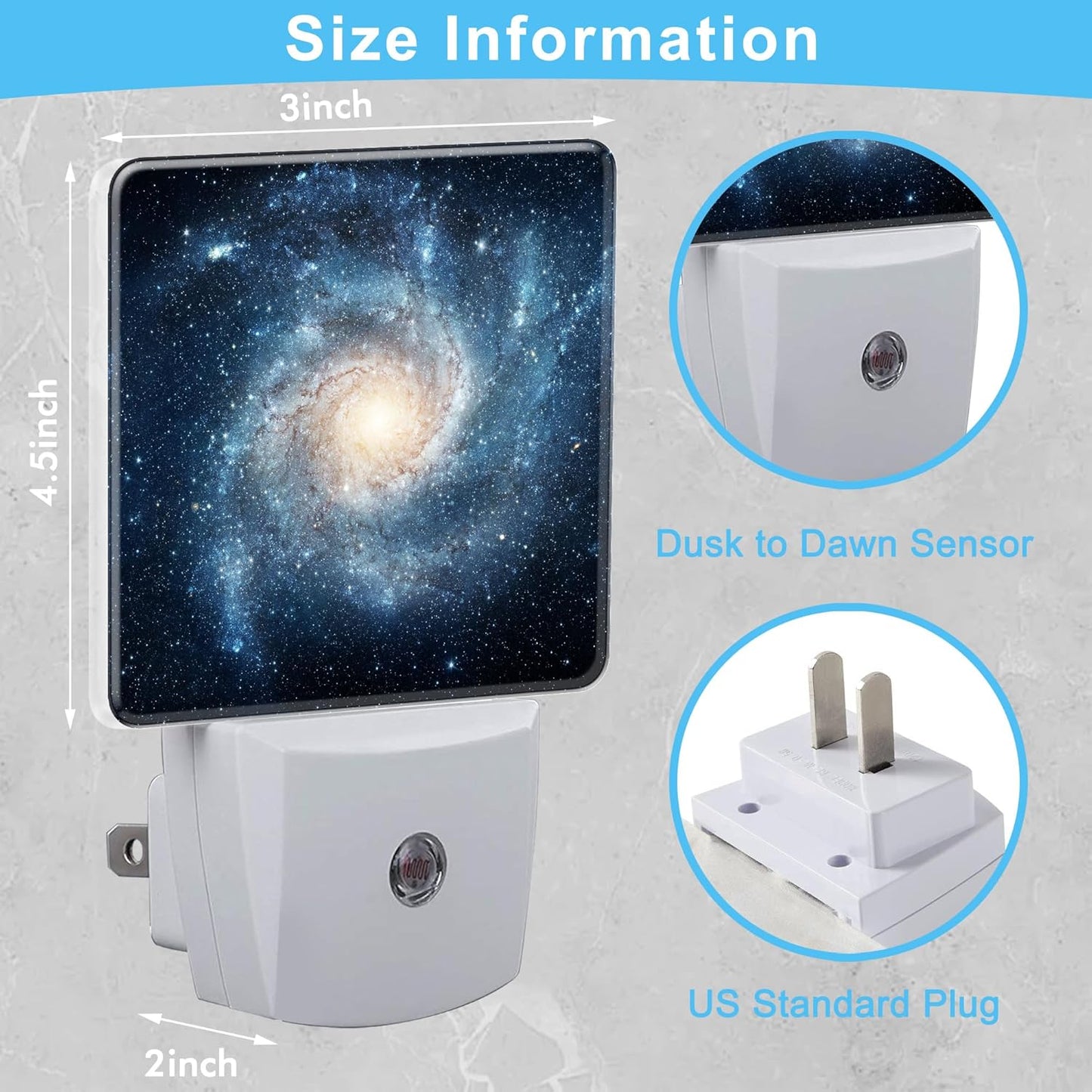 Space Scene with Stars in Galaxy Plug in Night Light with Auto Dusk to Dawn Sensor,Warm Night Lights for Boys Girls Bedroom Bathroom Hallway Kids Room Gifts