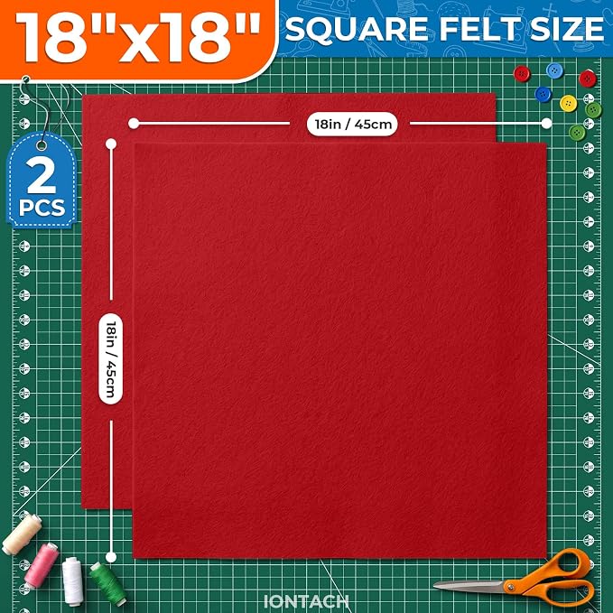 IONTACH 18" X 18" Soft Felt Sheets 1.6mm Thick | Acrylic Felt Fabric Sheets
