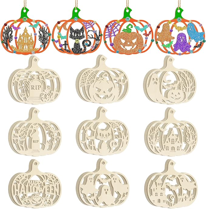 36PCS Wooden Pumpkins Ornaments to Paint Halloween Thanksgiving Decoration