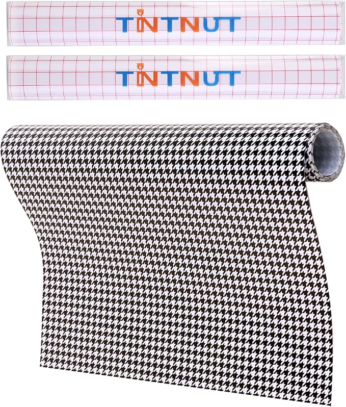 Tintnut Houndstooth Permanent Vinyl Roll 12in x 5ft Plaid Adhesive Vinyl |