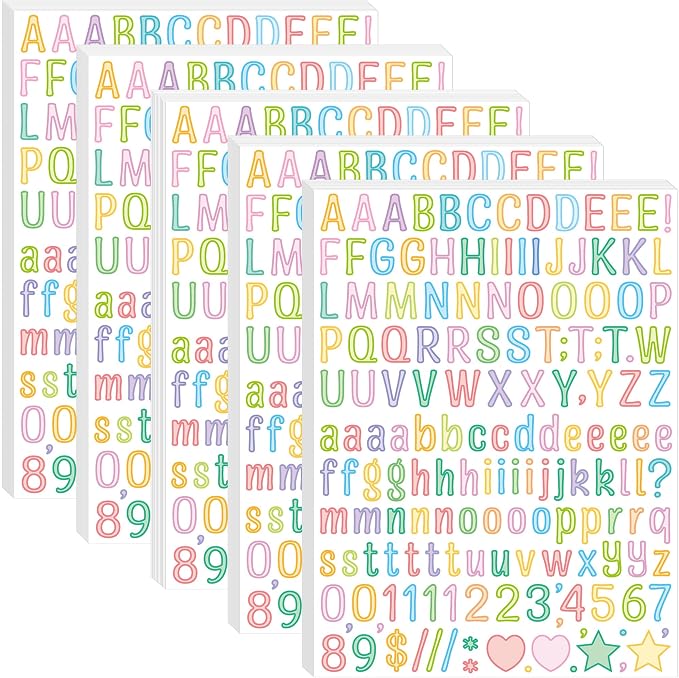 Letter Stickers 0.5 inch, Self-Adhesive Vinyl Waterproof ABC Letter Stickers