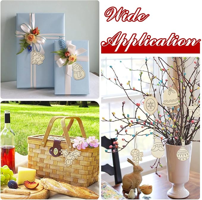 81 pcs 27 Styles Christmas Theme Unfinished Wooden Cutout Charms Snowman Winter