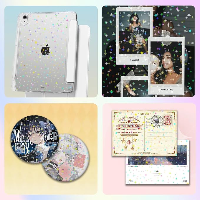 36 Sheets Holographic Sticker Paper Transparent Holographic Laminate Sheets |