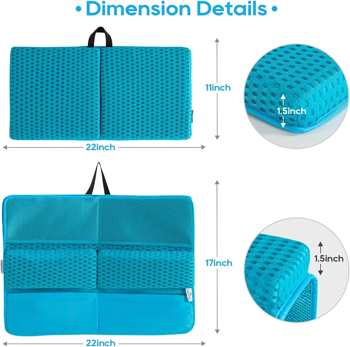 OS OMYSTYLE Baby Bath Kneeler and Elbow Rest Pad Set, 1.5'' Thick Quickly Dry Bathtub Kneeler Pad with Baby Toys & Bath Accessories Organizer, Non-Slip Mat(Blue)